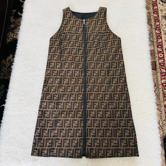 Fendi Zucca FF Logo Tessuto Vintage Reversible Zip Up Dress size EU 40 US S-M - Picture 1 of 15